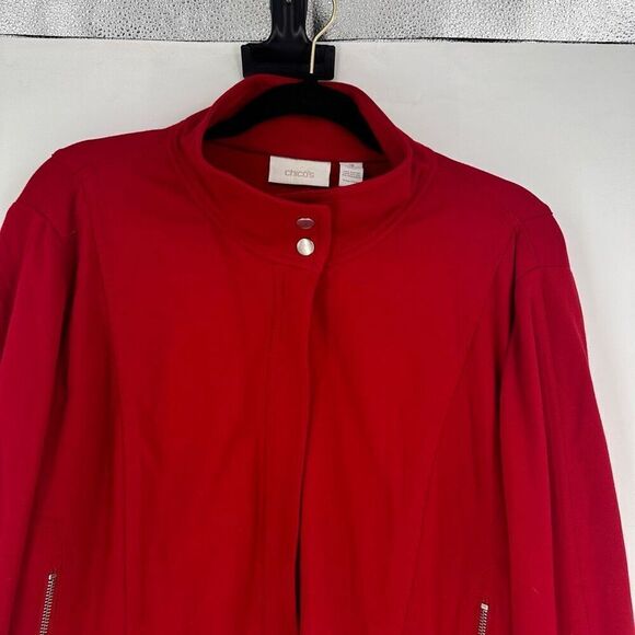 Chico's Women's Ponte Knit Mock Neck Zip-Up Rayon Blend Jacket Red Size 3X - Picture 5 of 9